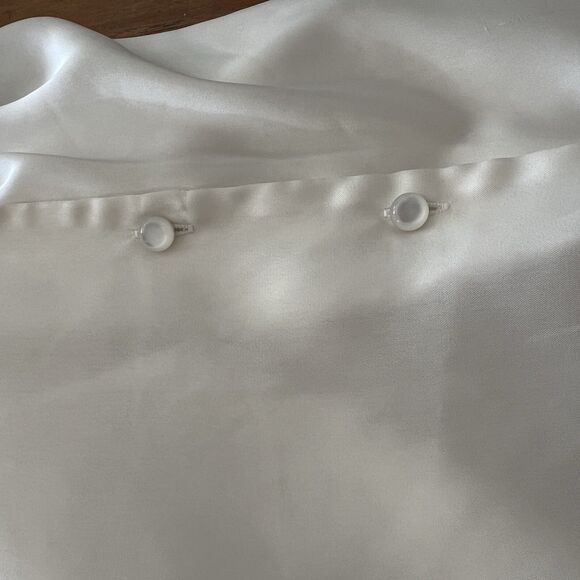 Anne Klein cream neutral Silky rolled neck Tie Blouse Size small business work - Picture 12 of 13